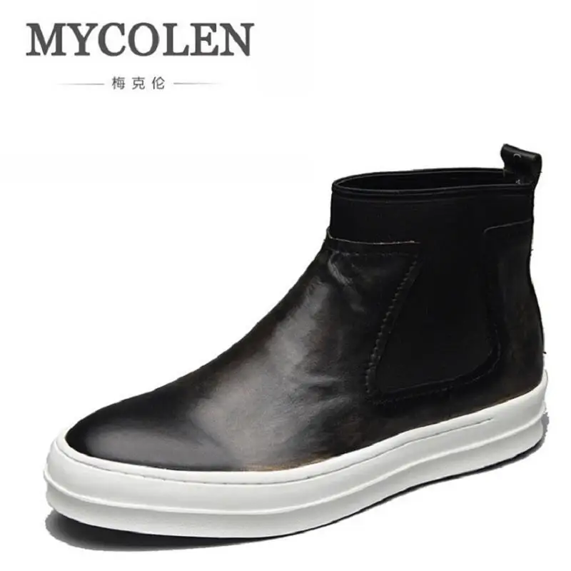 MYCOLEN/обувь из натуральной кожи сезон осень зима мужские ботинки челси высокого