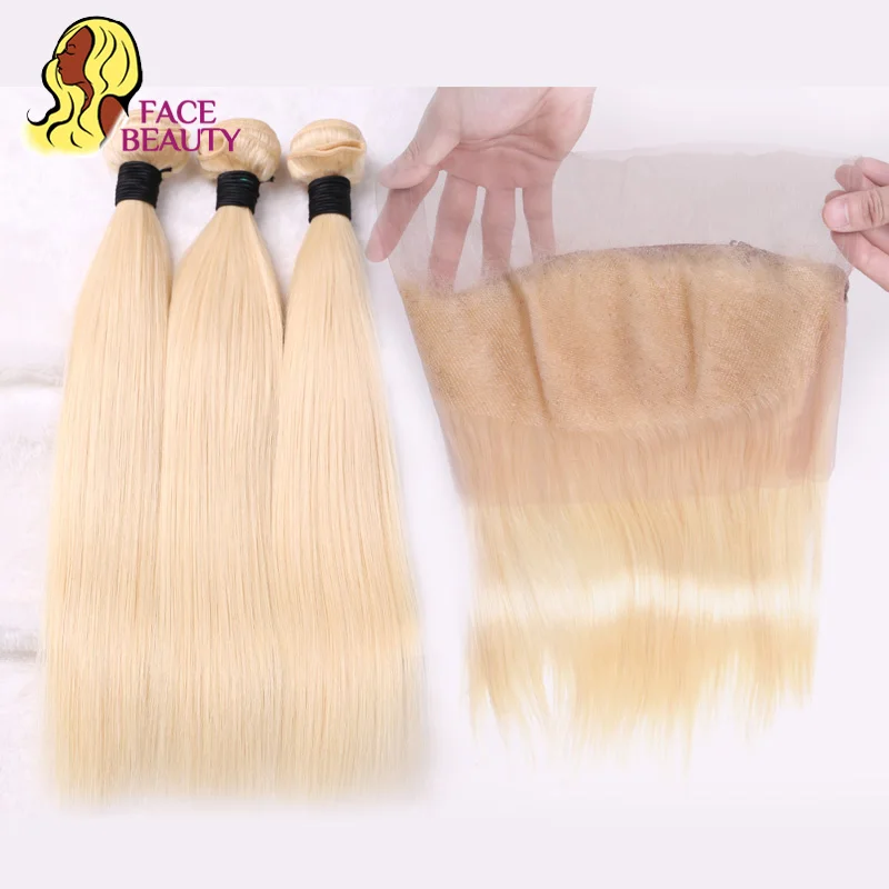 Facebeauty 613 бразильские светлые прямые человеческие волосы Remy 360 кружевные