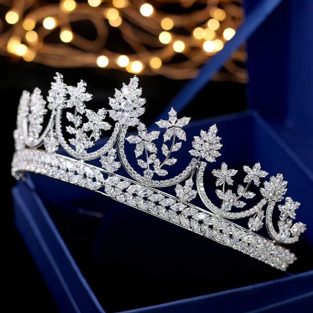 

Full Zircon Tiara Copper Zircon Tiaras Micro Pave CZ Bride Crown Wedding Hair Jewelry Diadem Mariage Bijoux