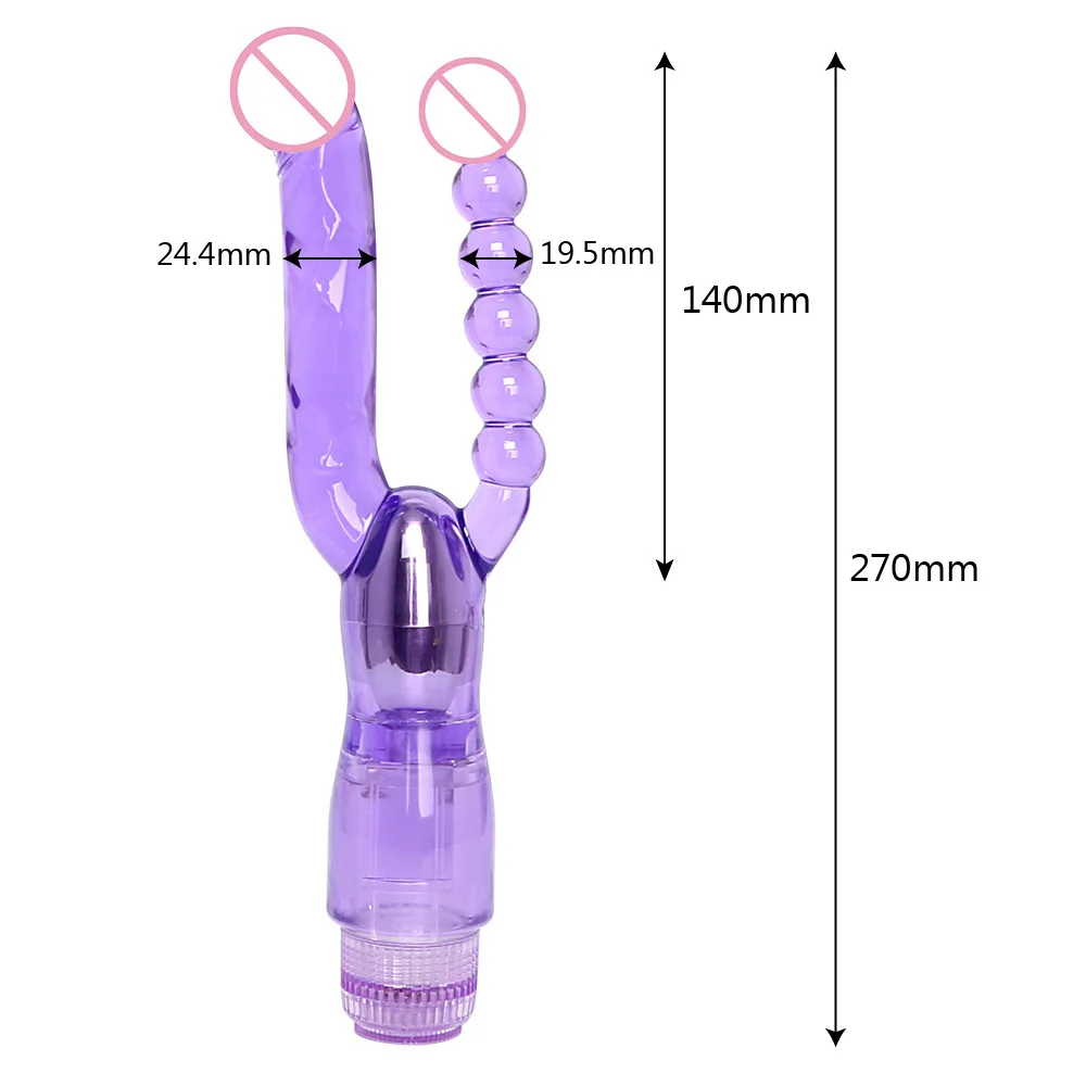 MwOiiOwM Dual Penetration Double Vibrator Anal Sex Toys Textured Shaft Dildos Beads Stimulator Adult Products For Women | Красота и