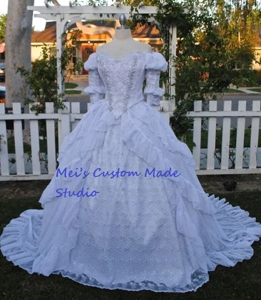 

Custom Made Ever After Inspired Ballgown Beaded Sparkle Chiffon Ruffled Marie Antoinette Gown /Party Dress/Wedding&Bridal Dress