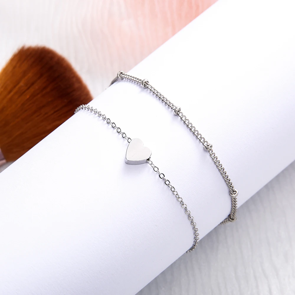 2 Pcs/ Set Classic Women Hearts Love Beads Bracelet Chain Multilayer Gold Exquisite Girl Gift Jewelry | Украшения и аксессуары
