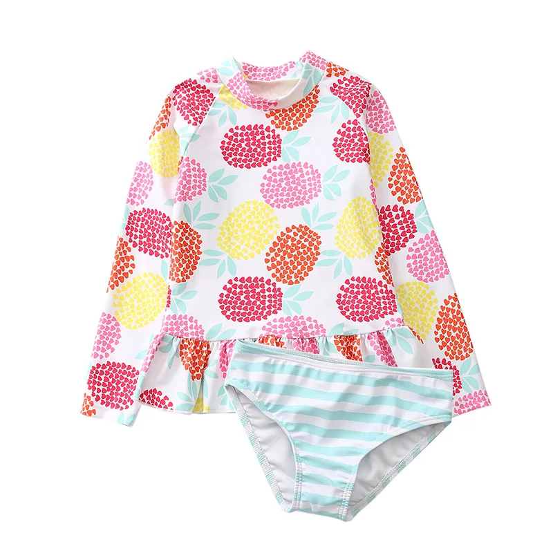 red pineapple Коллекция года, купальный костюм из двух предметов для девочек, Ins, купальник с фламинго для девочек возрастом от 2 до 10 лет, детский купальный костюм с ананасом, пляжная одежда для детей, CZ974 - Цвет: red pineapple