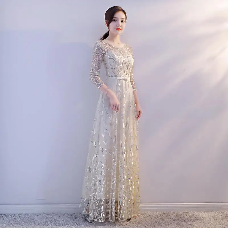 Золотые блестки Cheongsam Мода Тонкий знаменитости блестящие облегающее платье Полная длина сексуальные невесты блестящие вечерние платья макси 3XL - Цвет: Style B