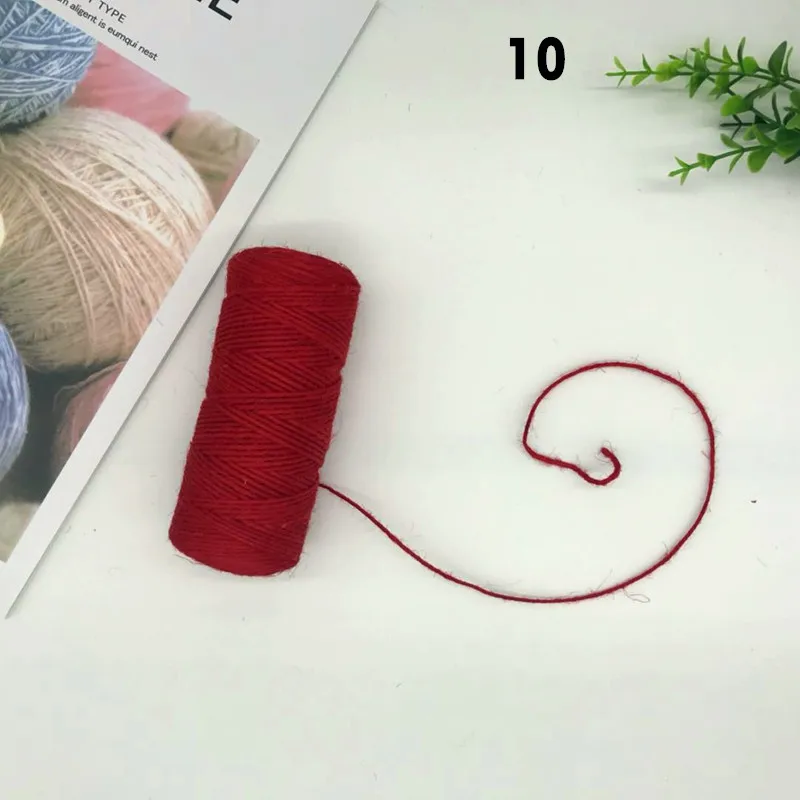 10 Red Джутовая веревка, ручная работа, 2 мм, винтажное украшение, цветная пеньковая веревка, подарочная упаковочная веревка, бирка для одежды, веревка, 100 метров на трубу - Цвет: 10 Red