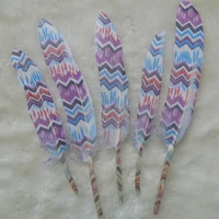 50pcslotgoose feathers with wave pattern print craft loose feathers art project decorate costume pen9 15cm