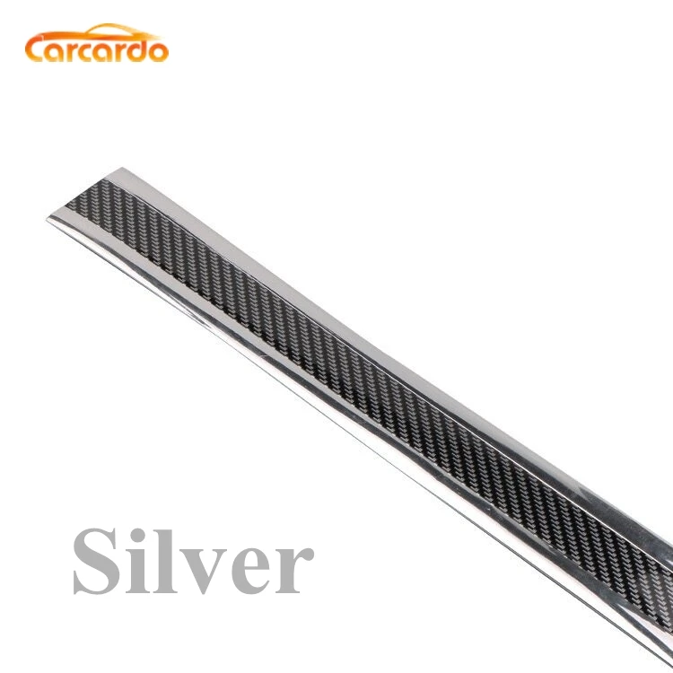 Серебристый Carcardo 3D Carbon Fiber Protector Car Bumper Strip Door Sill Protector Strip Sticker 3D Carbon Fiber Soft Rubber Sticker - Название цвета: Серебристый