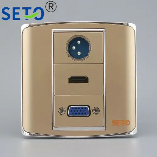 86 Тип 3 порта HDMI + VGA микрофон Штекерная головка XLR разъем Keystone Лицевая панель |