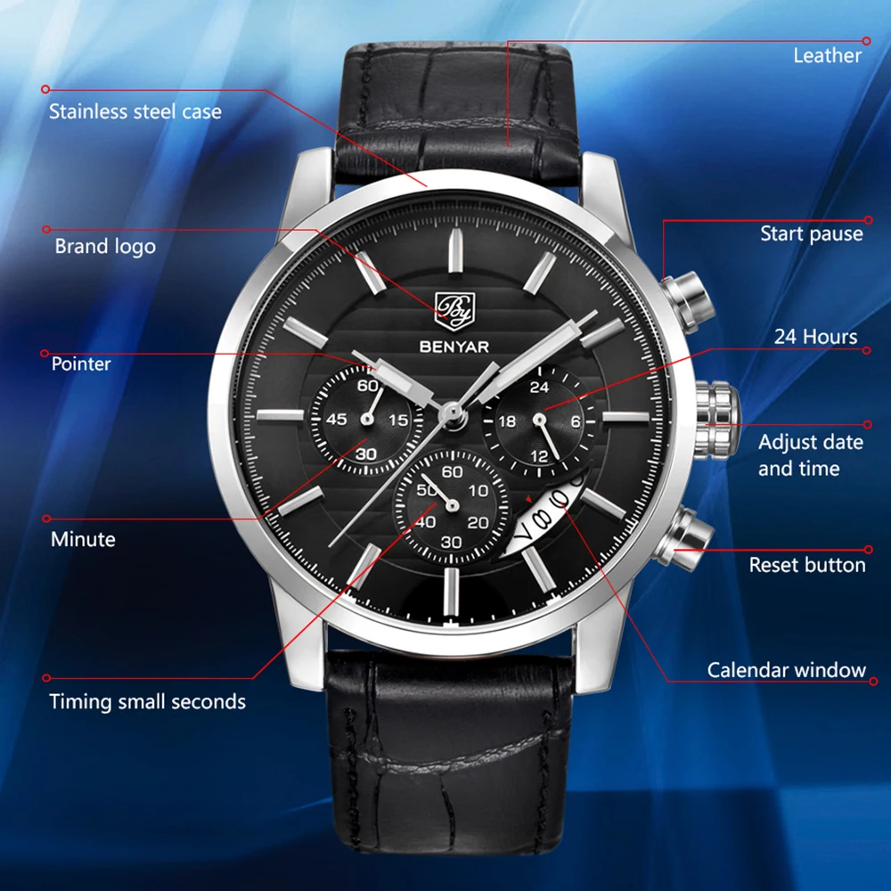 BENYAR montre pour homme Mode Спортивные кварцевые Horloge montres Топ Marque De Luxe поверенный Relogio