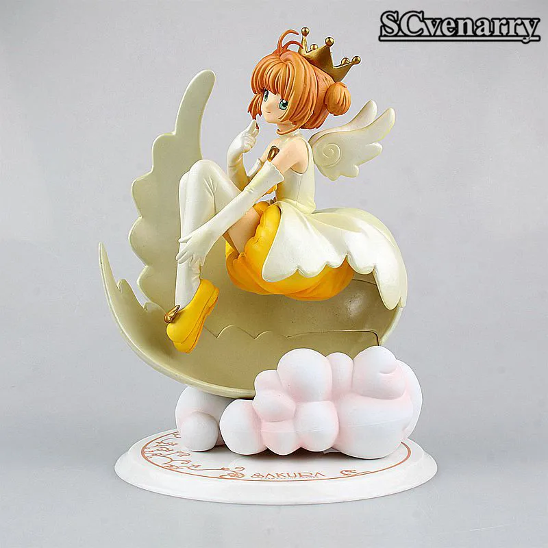 Аниме KINOMOTO SAKURA Angel Crown 1/7 Масштаб фигурки карты CAPTOR ПВХ Фигурки Модель 18 см|action