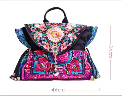 Женская винтажная сумка мессенджер с вышивкой в этническом стиле Boho Hmong для
