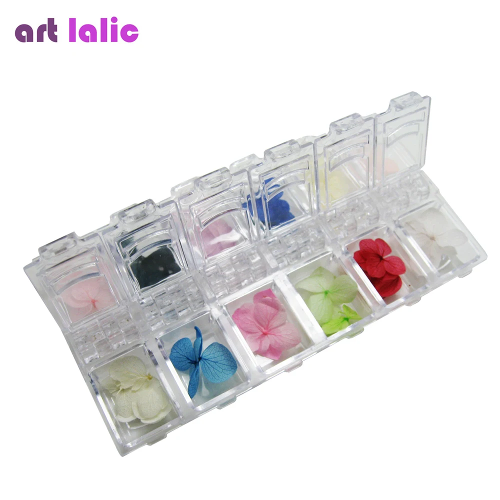 12 видов цветов/коробка 3D дизайн ногтей высушенные цветы украшения DIY настоящие