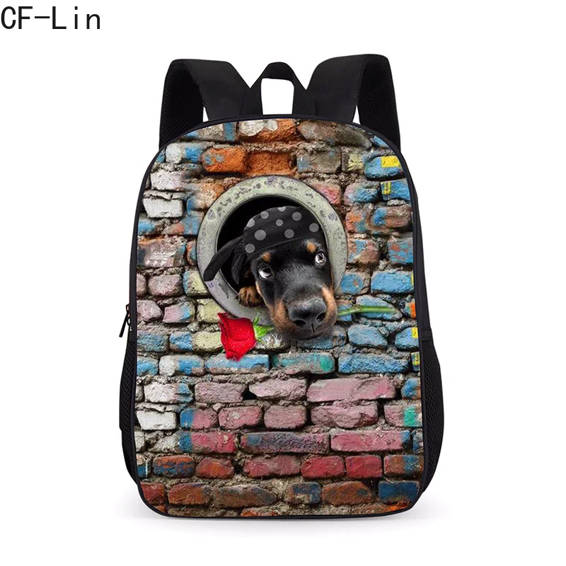 Новинка 2021 школьный ранец с принтом собаки и кота граффити для подростков рюкзак