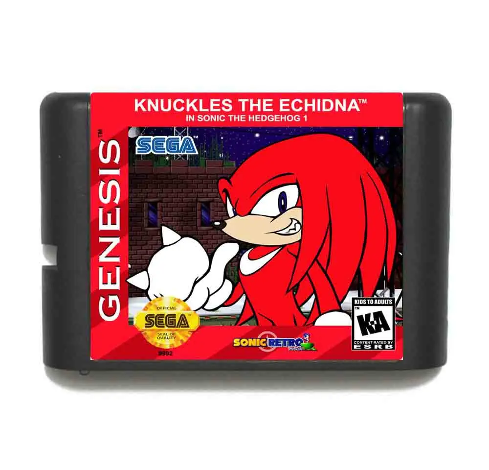 Knuckles The Echidna In Sonic The Hedgehog 1 MD 16 bit игровая карта для sega Mega Drive для Genesis