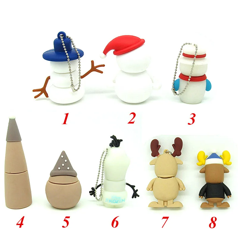 8 стилей мультфильм рождество снеговик флэш-карта памяти флэш-накопитель Мини