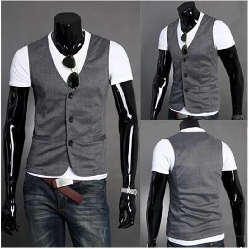 New! Hot! 2015 Spring And Autumn Slim Male Casual Vest Sleeveless Knitted | Мужская одежда