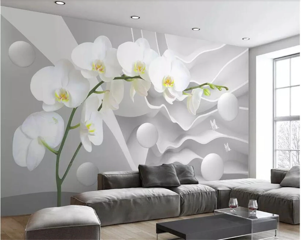 

Beibehang Custom geometry butterfly orchid ball photo wallpaper 3D living room bedroom TV background wall wallpaper murals