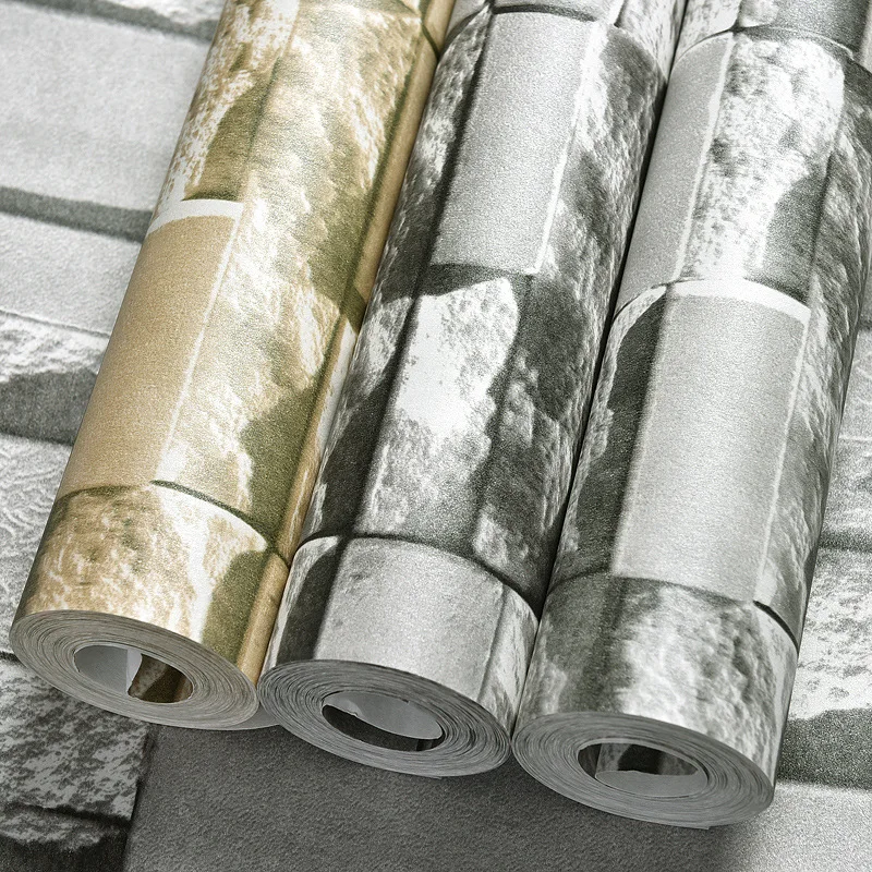 

0.53*10M 3D Non-Woven Vintage Brick Wallpaper Rolls For Living Room Bedroom