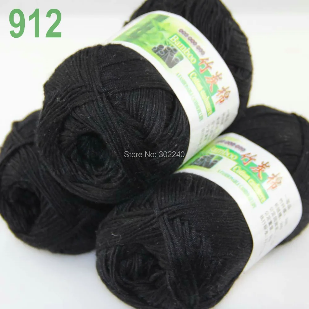 

Lot of 3 Skeins Super Soft Natural Bamboo Cotton Knitting Yarn Black 912