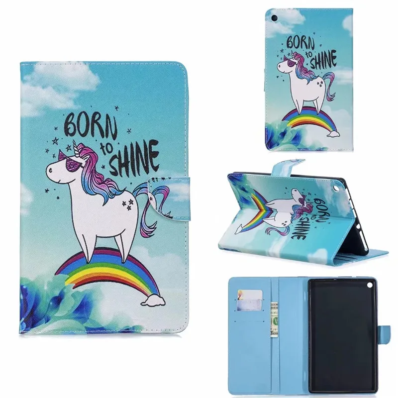 Чехол для планшета Funda Amazon Kindle Fire HD 8 2015/2016/2017 чехол с милым котом единорогом пандой