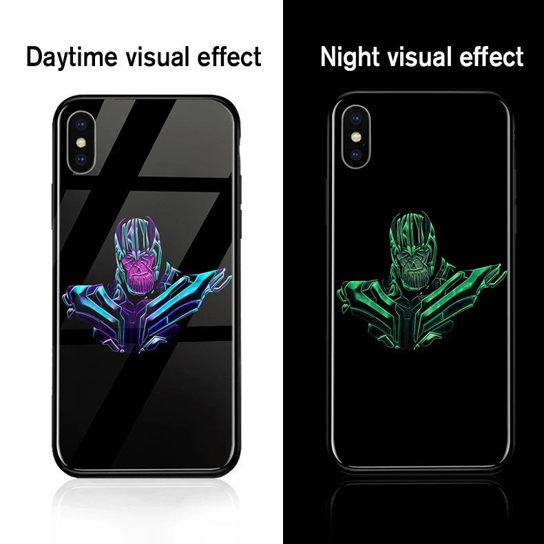 Ciciber Marvel Железный человек чехол в виде светящегося стекла для iPhone 11 Чехол 7 8 6 6S Plus задняя оболочка для iPhone 11 Pro Max X XR XS Max чехол - Цвет: WM03707