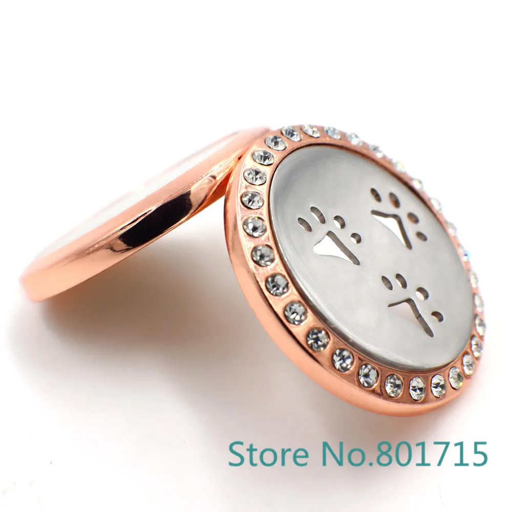 Розовое золото Стразы 3 собачья лапа кулон с парфюмом для ароматерапии из