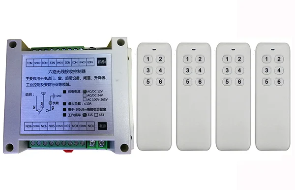 AC220V 6CH 10A RF беспроводной переключатель системы дистанционного управления передатчик + приемник светильник/лампа/окно/гаражные двери