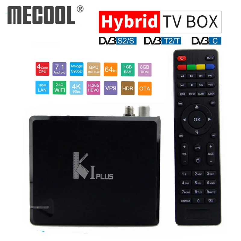 MECOOL KI Plus DVB S2 T2 ТВ коробка Android 7 1 ГБ 8 Amlogic S905D 4 ядра K Wi Fi Smart set top tv Box|ТВ-приставки и
