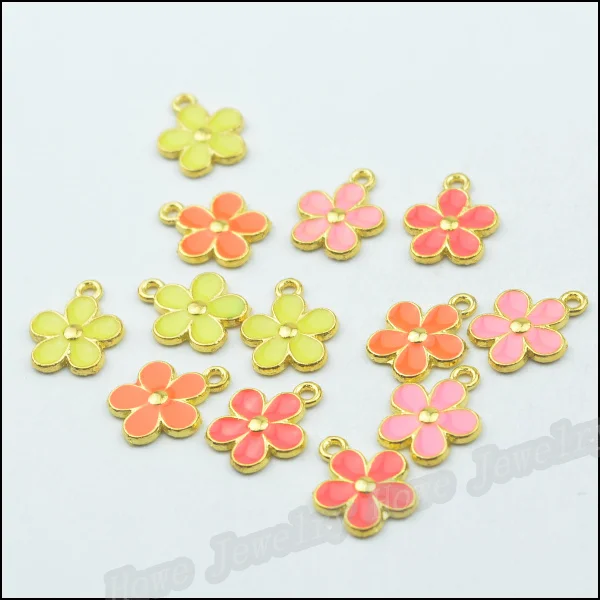 Микс 80 шт Высокое качество Подвески Кулон из хризантемы позолоченный сплав