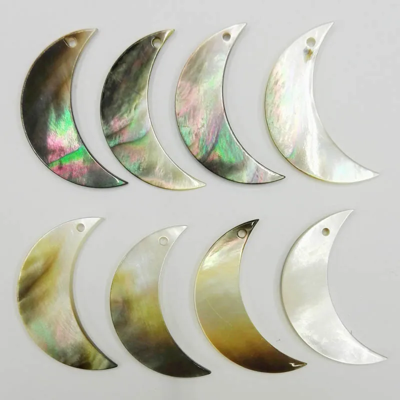 

Wholesale fashion natural shell Moon charms pendants necklace for jewelry making Earrings Necklace accessories 12Pcs/lot