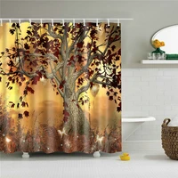 1pc oil painting tree pattern waterproof shower curtain bathroom curtain next to bathtub washable bath curtain with 12pcs hooks