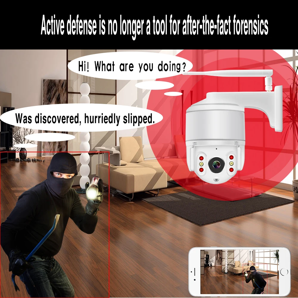 PTZ камера 1080P наружная wifi цветная ночного видения ip безопасности купольная умная