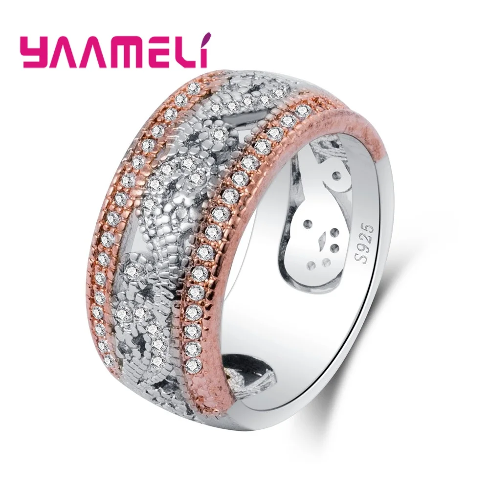 

Top Quality New Attractive Jewelry 925 Sterling Silver Ring Jewelry Austrian Crystals Full Paved Wide Ring Wholesale