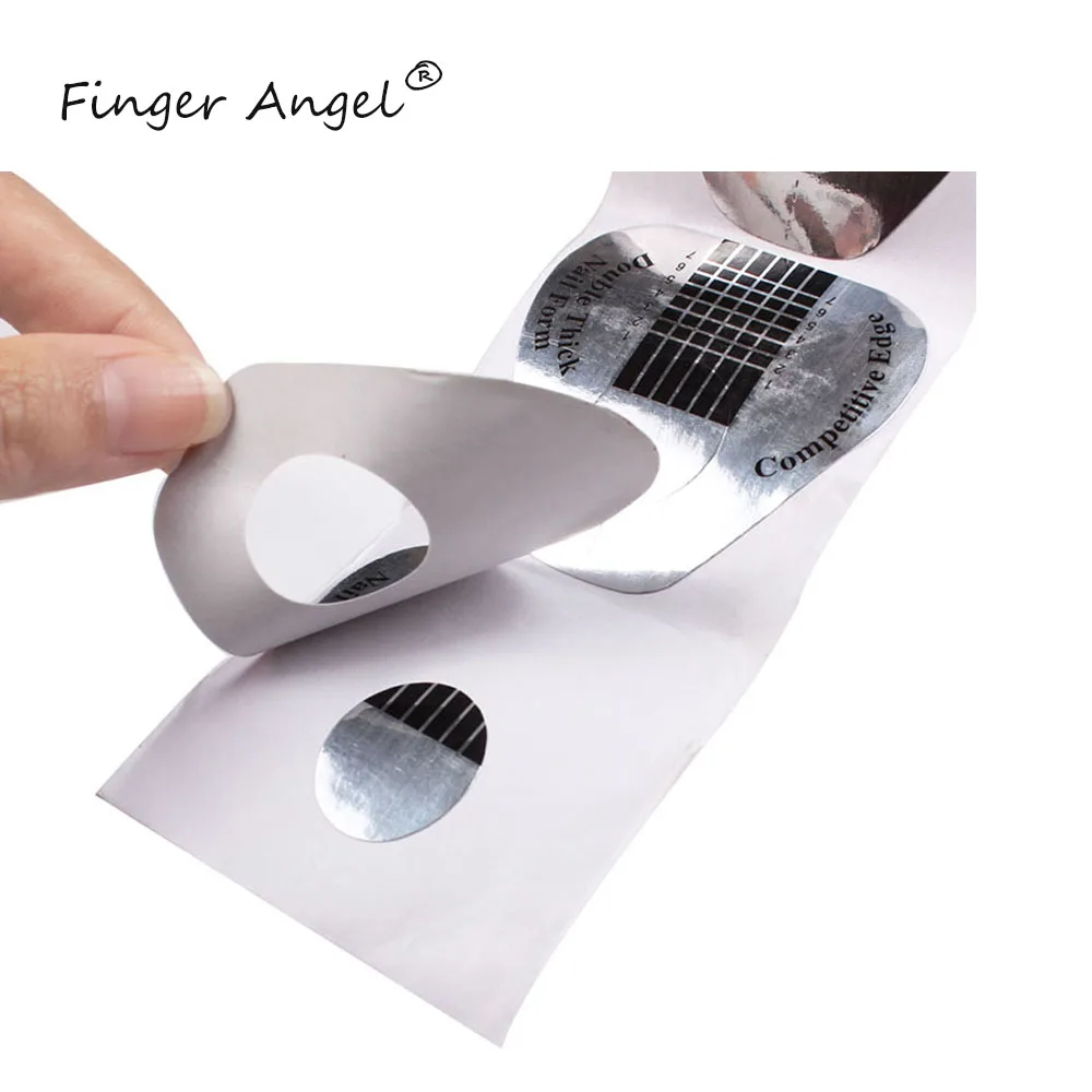 Finger Angel 50/100/500 шт. формы ногтей Nail Art Руководство Бумага серебристого цвета в форме подковы, Гель-лак для ногтей УФ расширение французский для маникюра