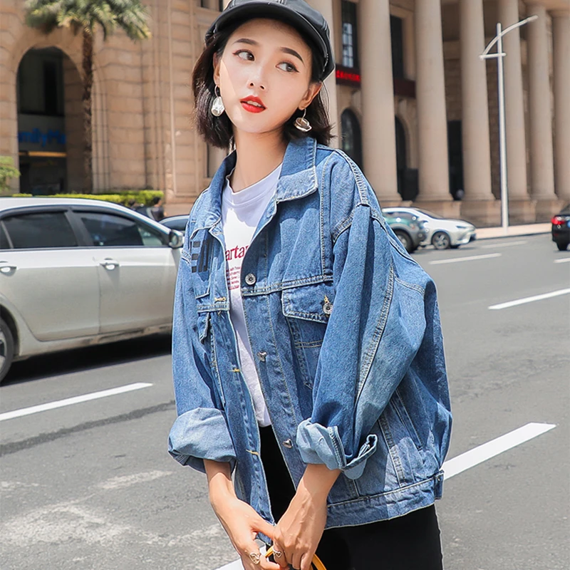 BF ветер Винтаж джинсовая куртка для женщин осень разделение с длинным рукавом