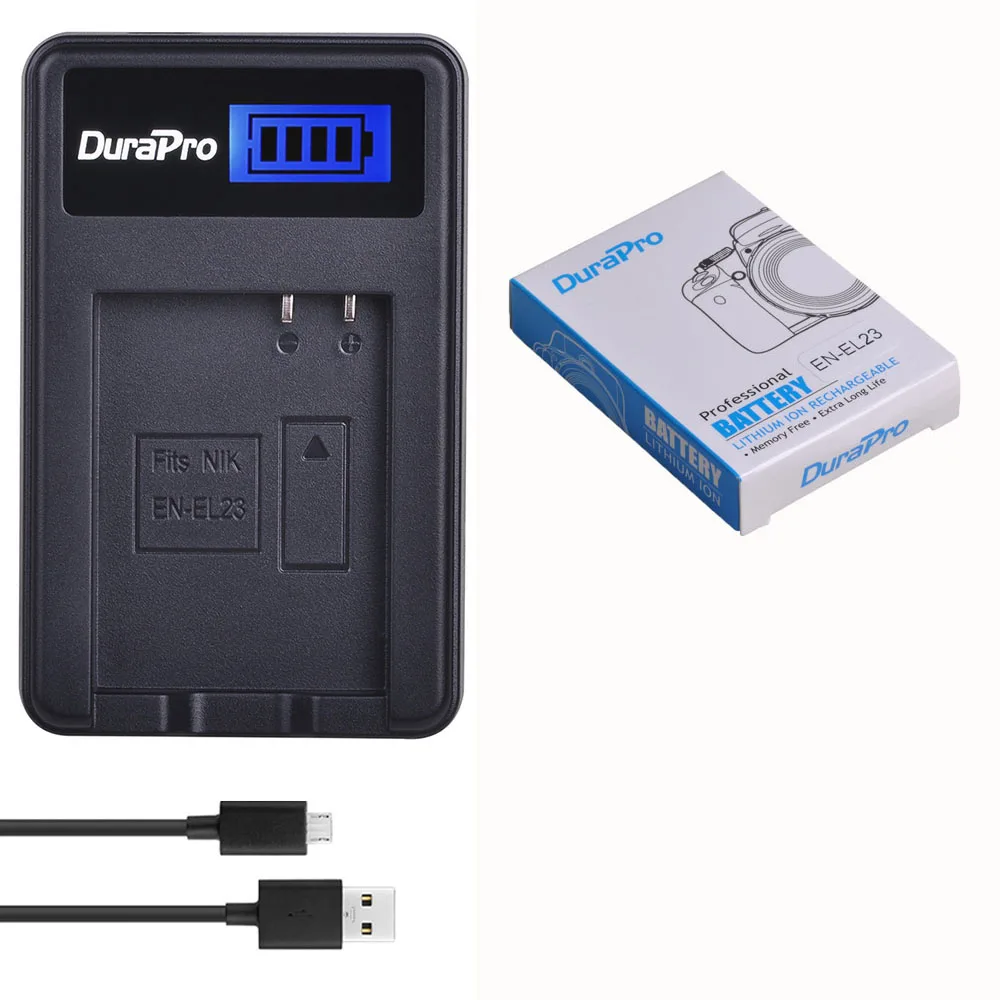Литий ионный аккумулятор DuraPro с ЖК дисплеем и зарядным устройством USB для Nikon COOLPIX