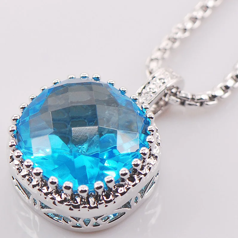 

Simulated Aquamarine 925 Sterling Silver Fashion Jewelry Pendant TE441