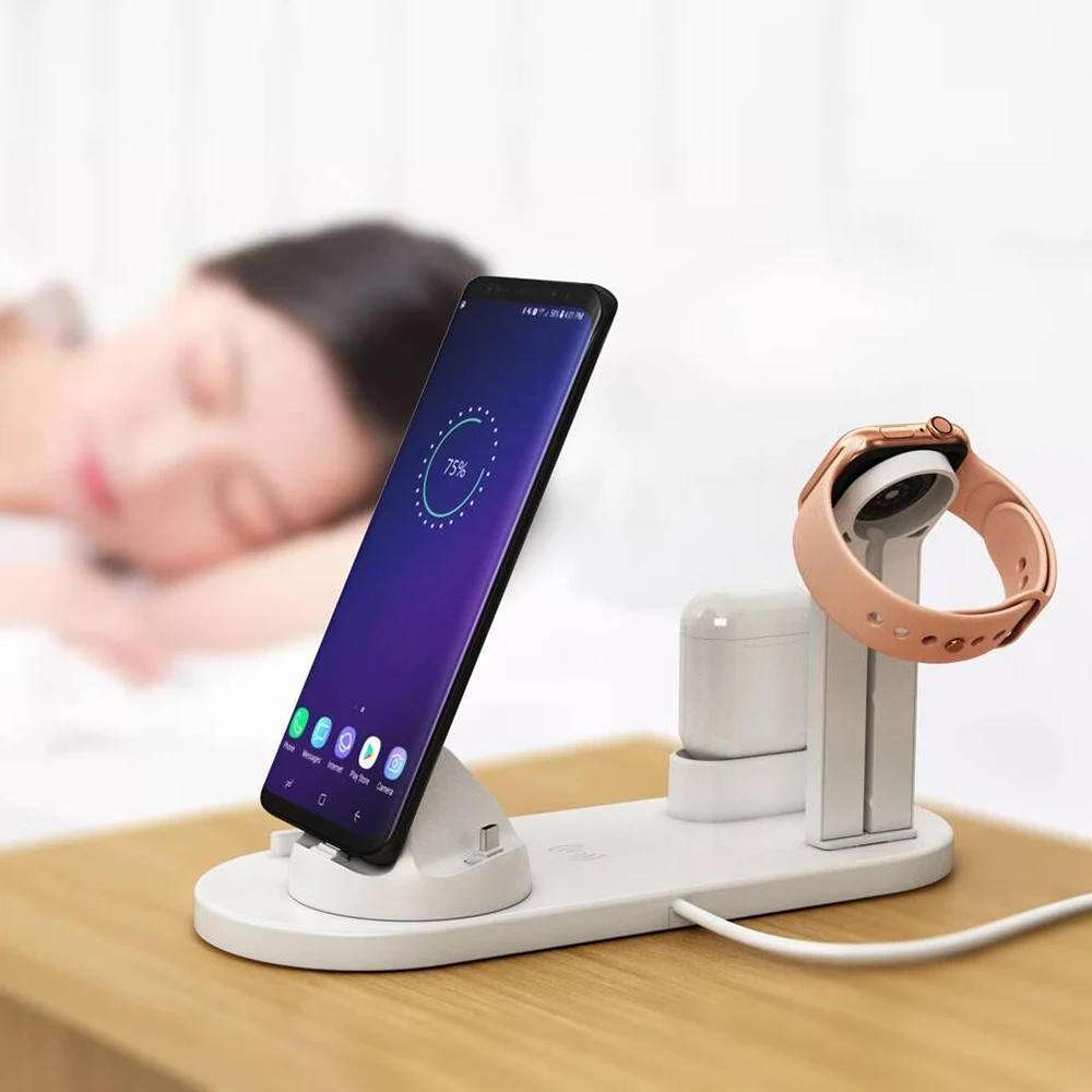 3 в 1 Беспроводное зарядное устройство Подставка для Apple iWatch AirPods Android IOS мобильные