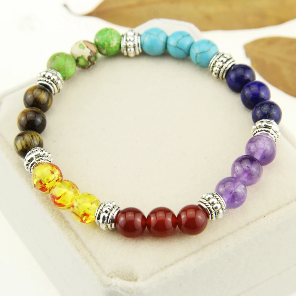 CJdropship мужские и женские 7 Чакр смешанный камень исцеляющая чакра молиться Мала