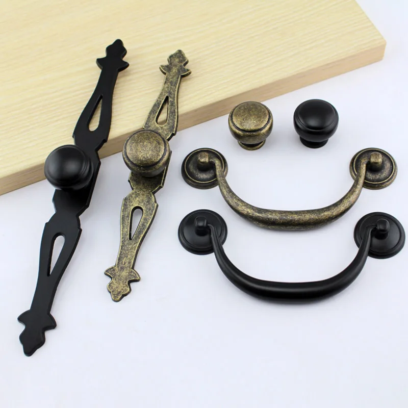 Винтажная бронзовая ручка для туалетного столика современный простой черный