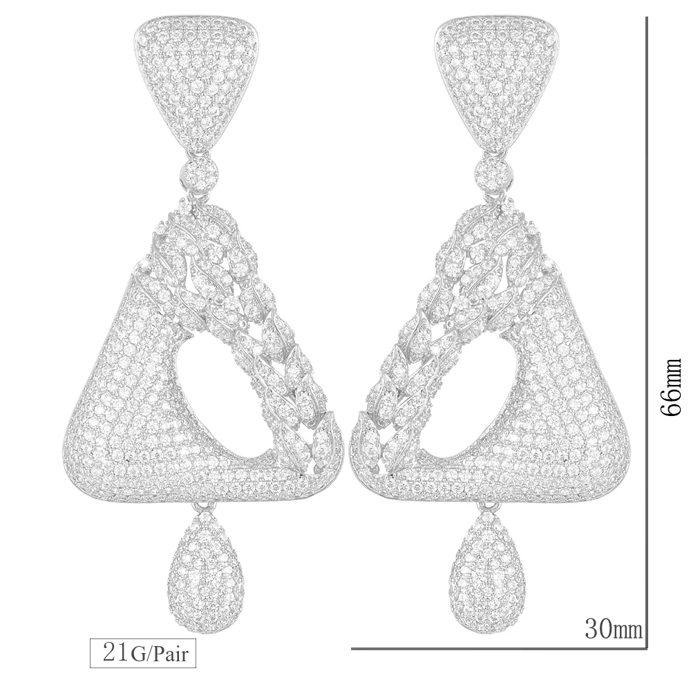 

missvikki 2020 Trendy Rhinestone Triangle Water Drop Pendent Earrings Best Fashion Design High Quality Cubic Zirconia Jewelry