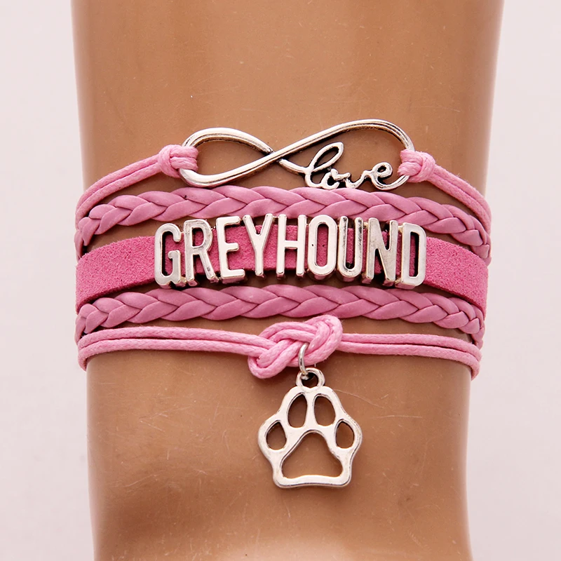 Браслет Infinity Love Greyhound подвеска собачья лапа Кожаные плетеные украшения для