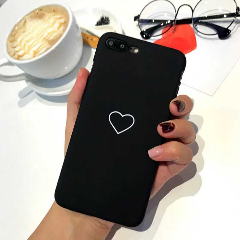 black Чехол для телефона с сердечком для iPhone XS Max X XR чехол s PC жесткий чехол для телефона iPhone 7 8X6 6S Plus чехол-накладка - Цвет: black
