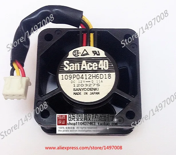 Sanyo Denki 109P0412H6D18 DC 12V 0.11A 3 жильный 40x40x20 мм Сервер вентилятор охлаждения|square fan|server