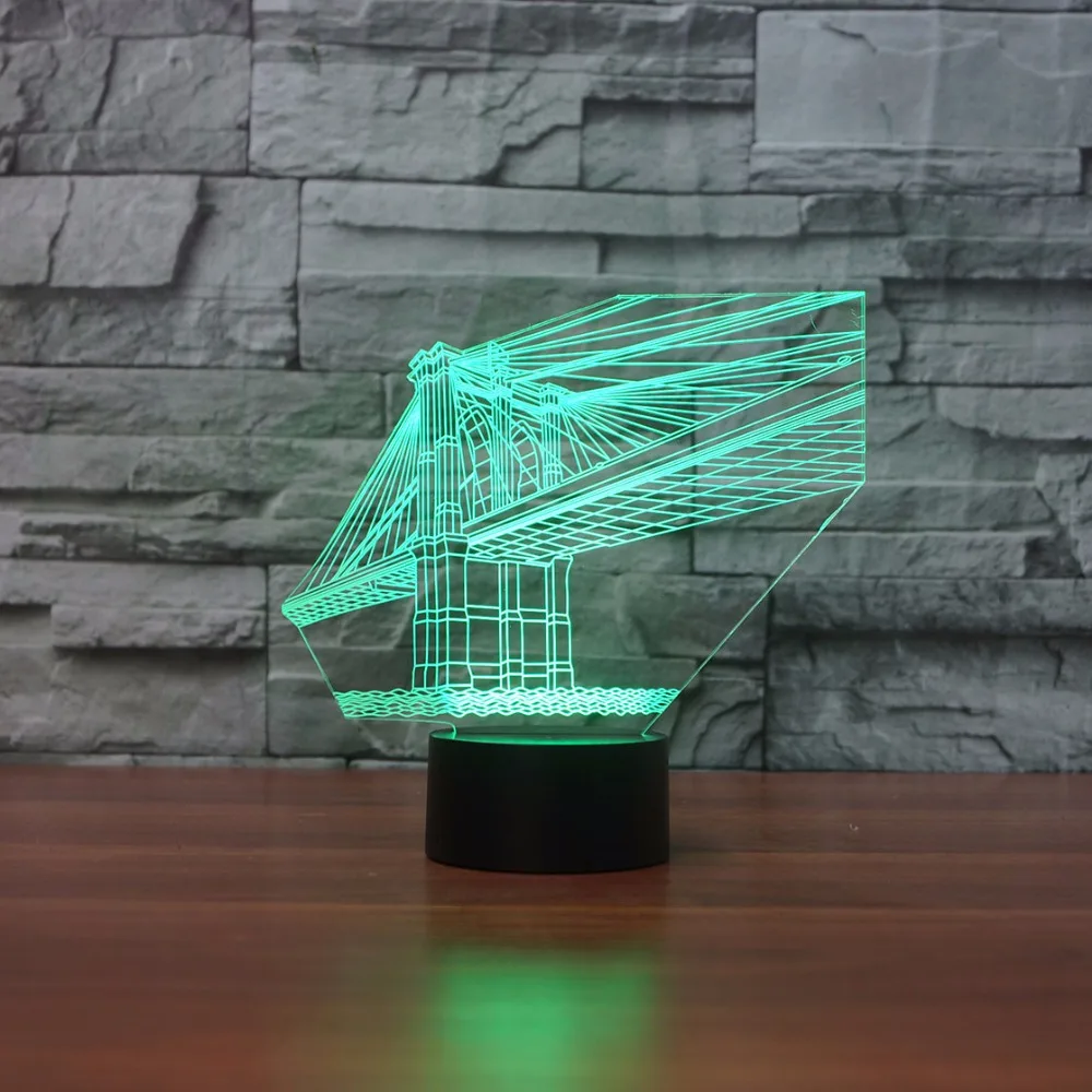 Красочные 3D 7 видов цветов светодиодные настольные лампы Золотые ворота форма