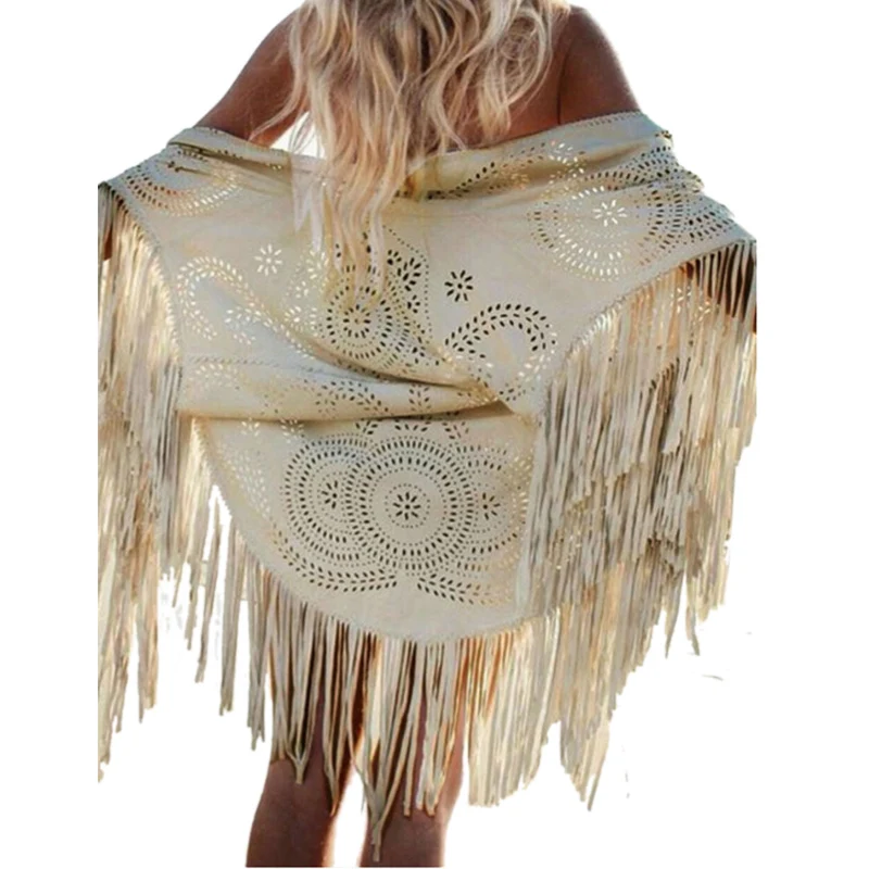 Новая женская мягкая шаль из искусственной замши с бахромой шарфы одноцветная