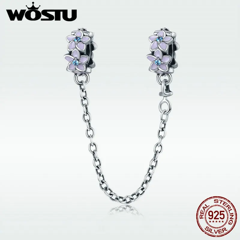 WOSTU, лидер продаж, 925 пробы, серебряные цветы орхидеи, кремния, безопасная цепочка, шарм, подходит для Wostu, оригинальные бусины, браслет, ювелирное изделие CQC602