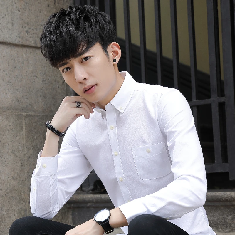 New fashion Long Sleeve Shirt Men's Spring Festival Korean version of self cultivation Youth casual shirt style | Мужская одежда