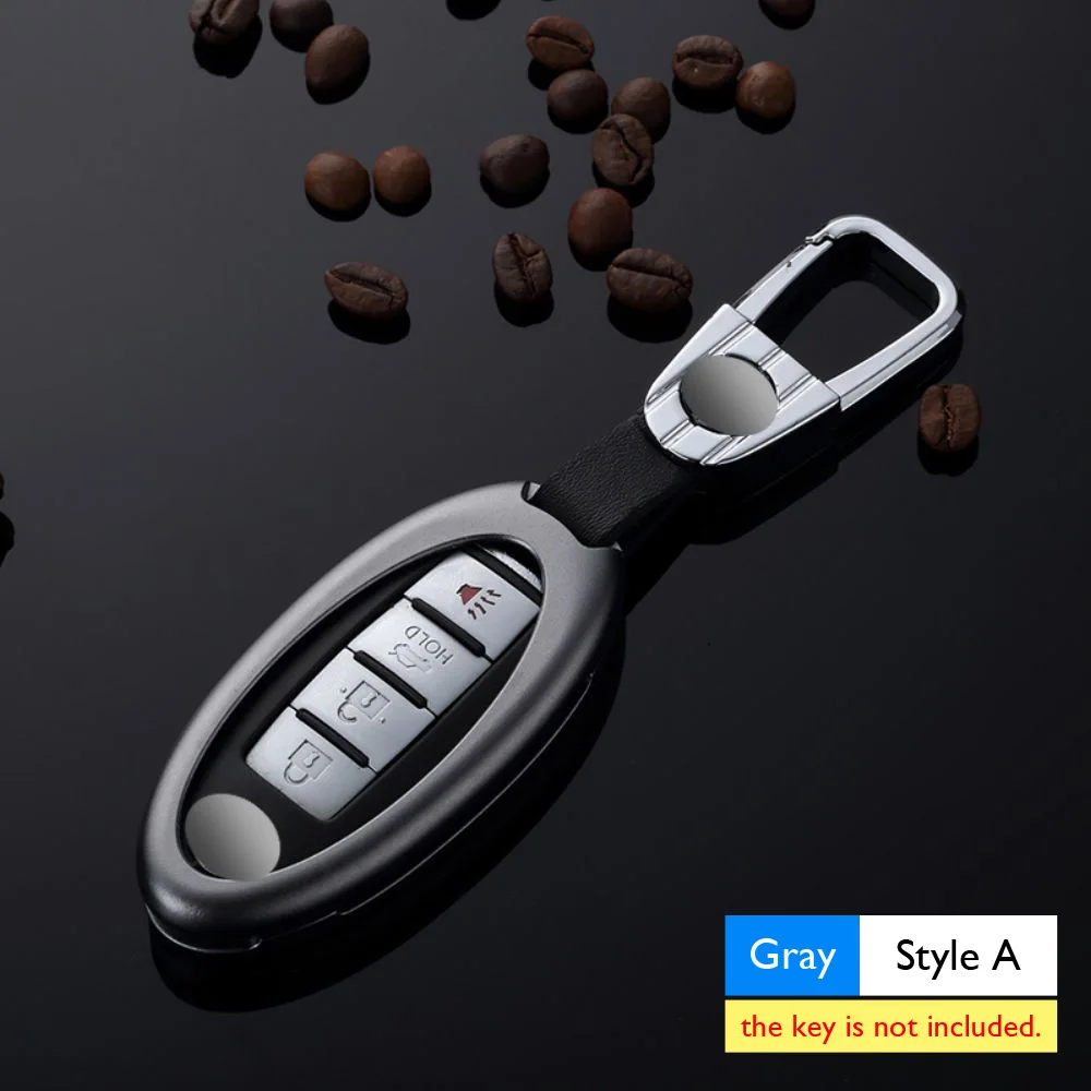 Gray- Key A Алюминиевый сплав автомобильный ключ чехол для Nissan Sunny GT-R Patrol 370Z Quest Мурано Максима Инфинити дистанционного Fob крышка протектор ключи сумка - Название цвета: Gray- Key A