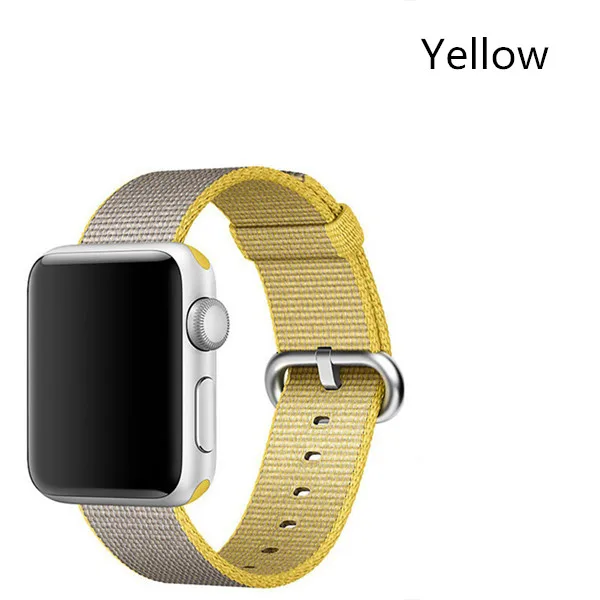 Yellow 40 мм 44 мм лямка из нейлоновой ткани ремешок для Apple Watch 4 ткань полоса браслет ремень ремни Ремешок 38 мм 42 мм для iWatch 4/3/2/1 - Цвет ремешка: Yellow